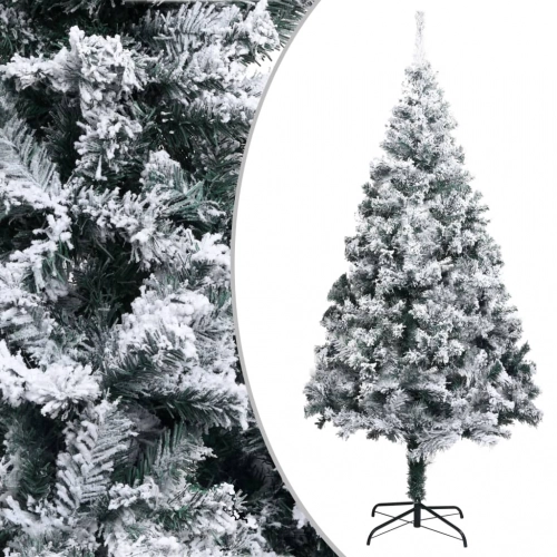 vidaXL mākslīgā Ziemassvētku egle ar sniegu, zaļa, 210 cm, PVC