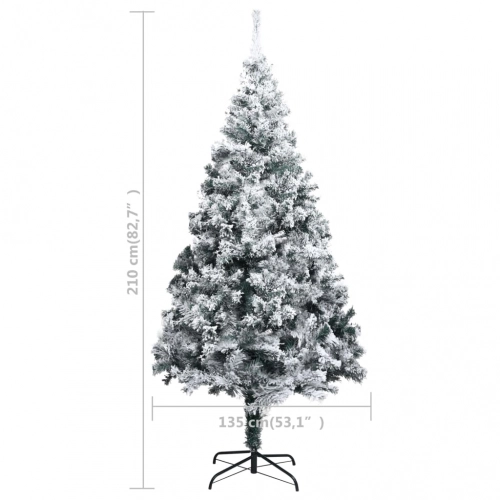 vidaXL mākslīgā Ziemassvētku egle ar sniegu, zaļa, 210 cm, PVC