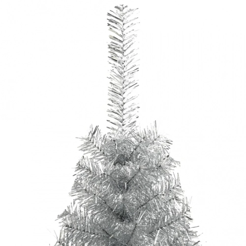vidaXL mākslīgā Ziemassvētku egle ar statīvu, 120 cm, sudrabaina, PET