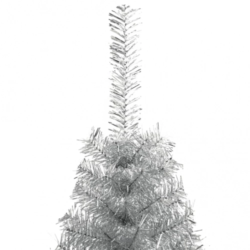 vidaXL mākslīgā Ziemassvētku egle ar statīvu, 150 cm, sudrabaina, PET