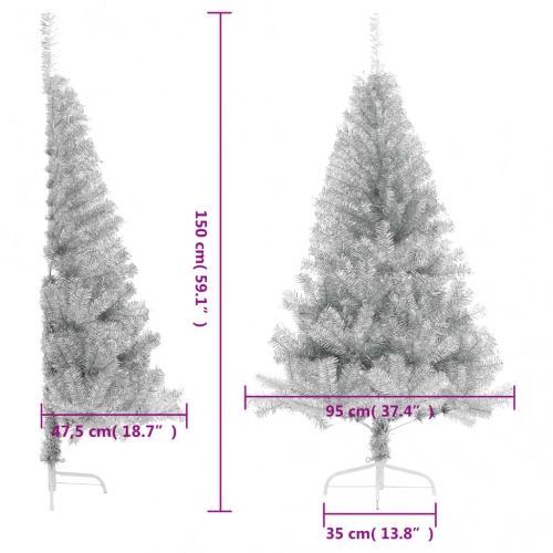 vidaXL mākslīgā Ziemassvētku egle ar statīvu, 150 cm, sudrabaina, PET
