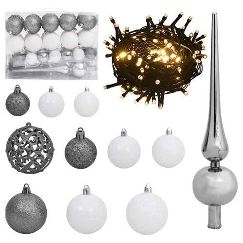 vidaXL mākslīgā Ziemassvētku egle, bumbiņu komplekts, 150 cm, 150 LED