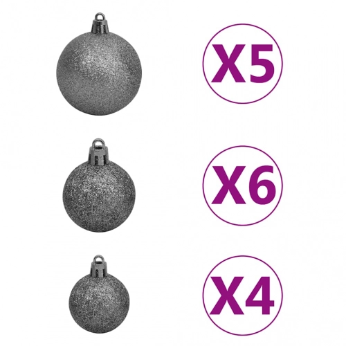 vidaXL mākslīgā Ziemassvētku egle, bumbiņu komplekts, 150 cm, 150 LED
