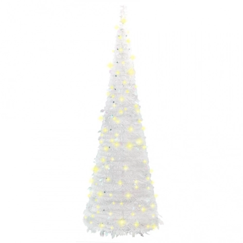 vidaXL mākslīgā Ziemassvētku eglīte, 100 LED, balta, 150 cm