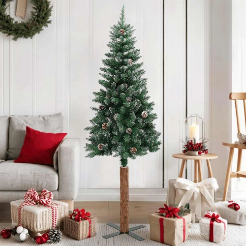 vidaXL Ziemassvētku egle ar dabīgu koku un sniegu, zaļa, 150 cm