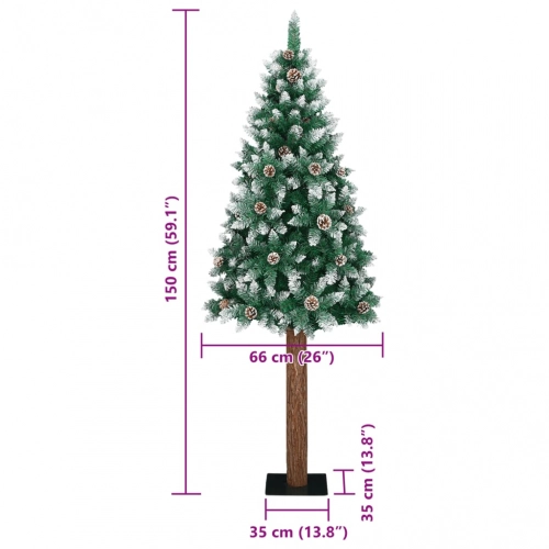 vidaXL Ziemassvētku egle ar dabīgu koku un sniegu, zaļa, 150 cm