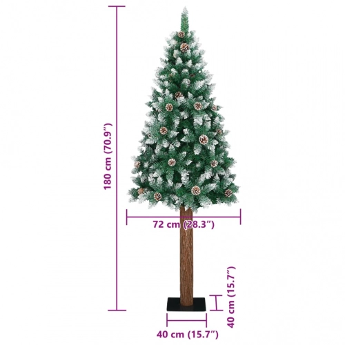 vidaXL Ziemassvētku egle, dabīgs koks un sniegs, zaļa, 180 cm, PVC