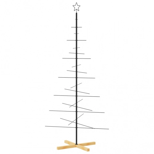 vidaXL Ziemassvētku eglīte, metāls, koka pamatne, melna, 180 cm