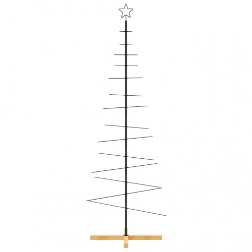 vidaXL Ziemassvētku eglīte, metāls, koka pamatne, melna, 180 cm