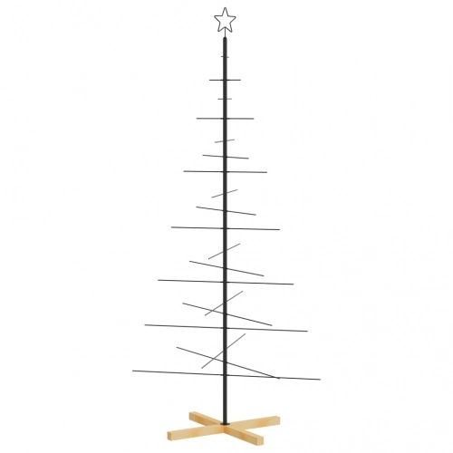 vidaXL Ziemassvētku eglīte, metāls, koka pamatne, melna, 180 cm