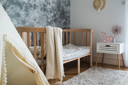 Waldin Łóżeczko Dziecięce Owalne 7w1 z Materacem Natural