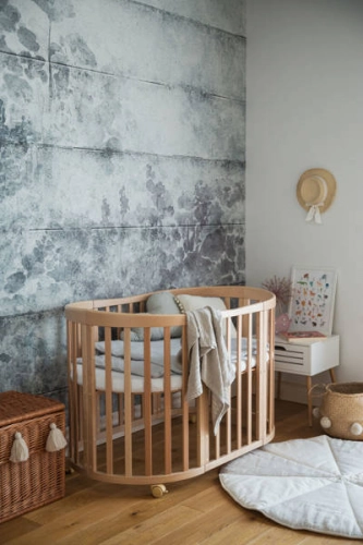 Waldin Łóżeczko Dziecięce Owalne 7w1 z Materacem Natural