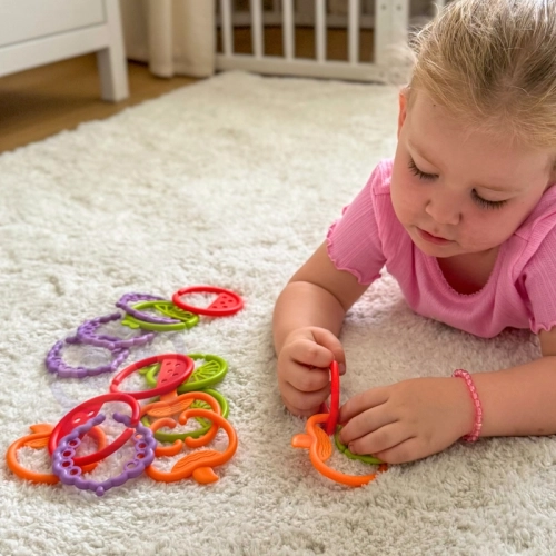 WOOPIE BABY Zabawka Sensoryczna Gryzaki dla Niemowląt Zawieszki Owoce Łańcuszek 4 el.