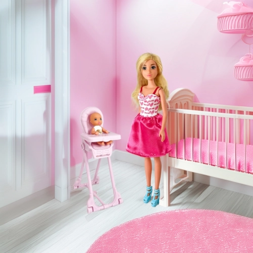 WOOPIE ROYAL Lalka Lily Bobas Krzesełko do Karmienia Zestaw Akcesoria