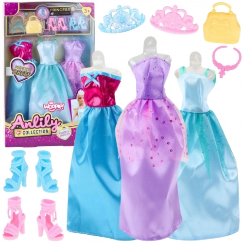 WOOPIE ROYAL Zestaw Modowy Dla Lalek Sukienki Buty Biżuteria Akcesoria