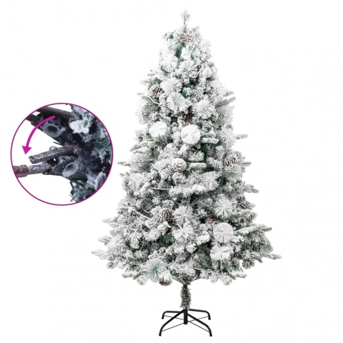 Ziemassvētku Egle Ar Čiekuriem, Sniegu, 225 Cm, Pvc Un Pe Vidaxl