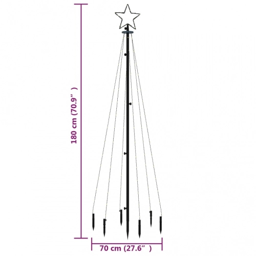 Ziemassvētku Egle Ar Pīķi, 108 Krāsainas Led, 180 Cm Vidaxl