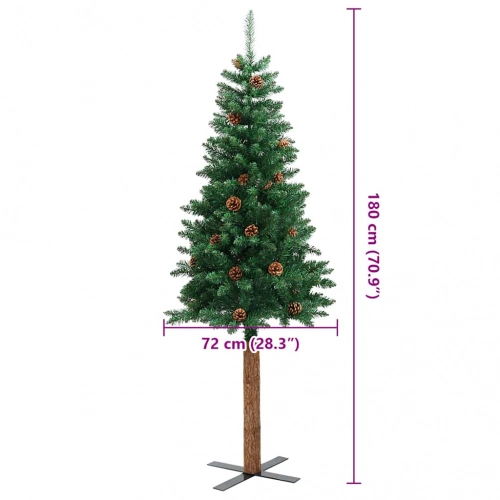Ziemassvētku Egle, Dabīgs Koks, Čiekuri, Zaļa, 180 Cm, Pvc Vidaxl