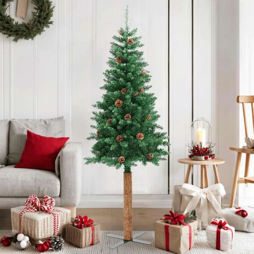 Ziemassvētku Egle, Dabīgs Koks Un Čiekuri, Zaļa, 150 Cm, Pvc Vidaxl