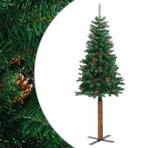 Ziemassvētku Egle, Dabīgs Koks Un Čiekuri, Zaļa, 150 Cm, Pvc Vidaxl