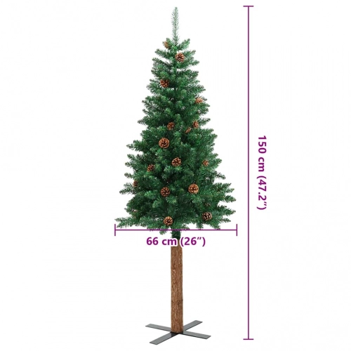 Ziemassvētku Egle, Dabīgs Koks Un Čiekuri, Zaļa, 150 Cm, Pvc Vidaxl