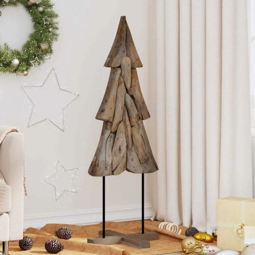 Ziemassvētku Eglīte Ar Statīvu Brūna 120 Cm Masīvs Tīkkoks Vidaxl