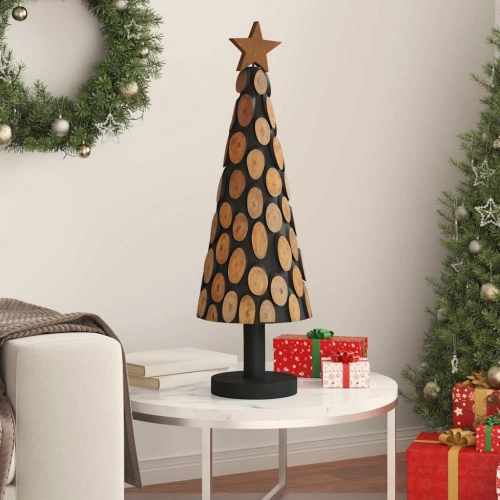 Ziemassvētku Eglīte Ar Statīvu Brūna 90 Cm Masīvs Tīkkoks Vidaxl