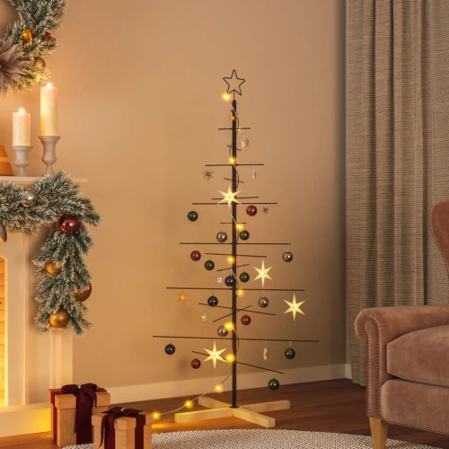Ziemassvētku Eglīte, Metāls, Koka Pamatne, Melna, 150 Cm Vidaxl