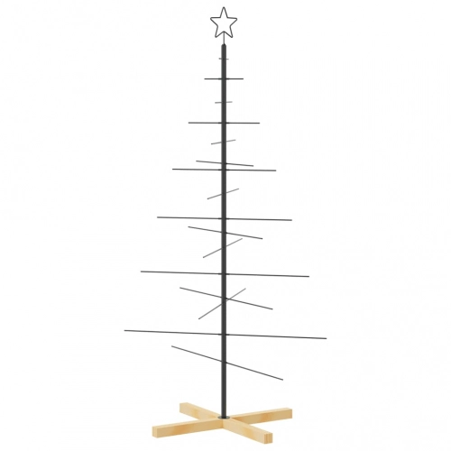 Ziemassvētku Eglīte, Metāls, Koka Pamatne, Melna, 150 Cm Vidaxl