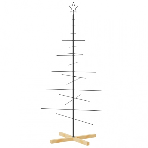 Ziemassvētku Eglīte, Metāls, Koka Pamatne, Melna, 150 Cm Vidaxl