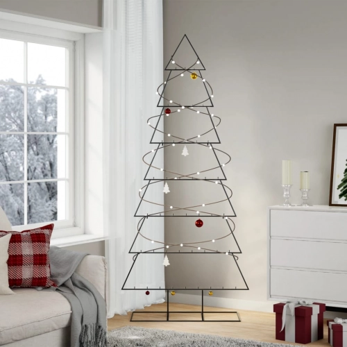 Ziemassvētku Eglīte, Metāls, Koka Pamatne, Melna, 210 Cm Vidaxl