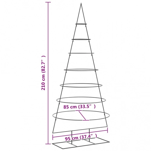Ziemassvētku Eglīte, Metāls, Koka Pamatne, Melna, 210 Cm Vidaxl