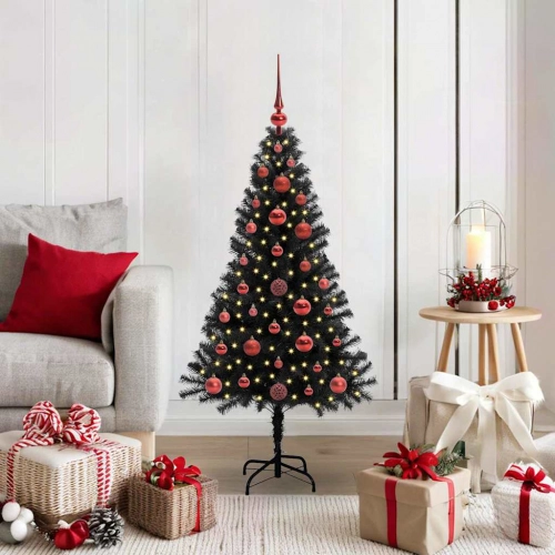 Ziemassvētku Eglīte Su 150 Led Ar Statīvu Melna 120 Cm Pvc Vidaxl