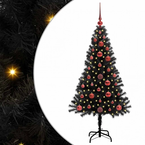 Ziemassvētku Eglīte Su 150 Led Ar Statīvu Melna 120 Cm Pvc Vidaxl