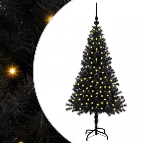 Ziemassvētku Eglīte Su 150 Led Ar Statīvu Melna 120 Cm Pvc Vidaxl