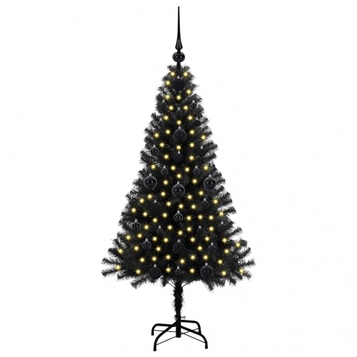 Ziemassvētku Eglīte Su 150 Led Ar Statīvu Melna 120 Cm Pvc Vidaxl