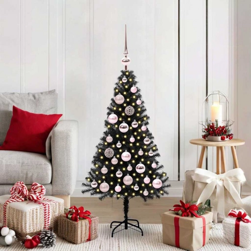 Ziemassvētku Eglīte Su 150 Led Ar Statīvu Melna 120 Cm Pvc Vidaxl