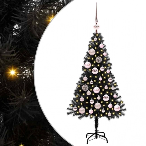 Ziemassvētku Eglīte Su 150 Led Ar Statīvu Melna 120 Cm Pvc Vidaxl