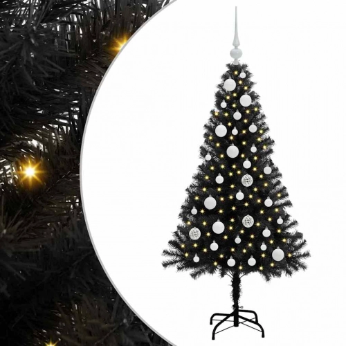 Ziemassvētku Eglīte Su 150 Led Ar Statīvu Melna 120 Cm Pvc Vidaxl