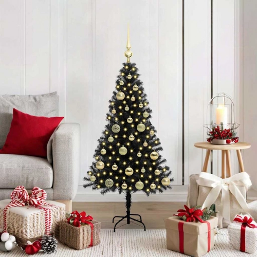 Ziemassvētku Eglīte Su 150 Led Ar Statīvu Melna 120 Cm Pvc Vidaxl