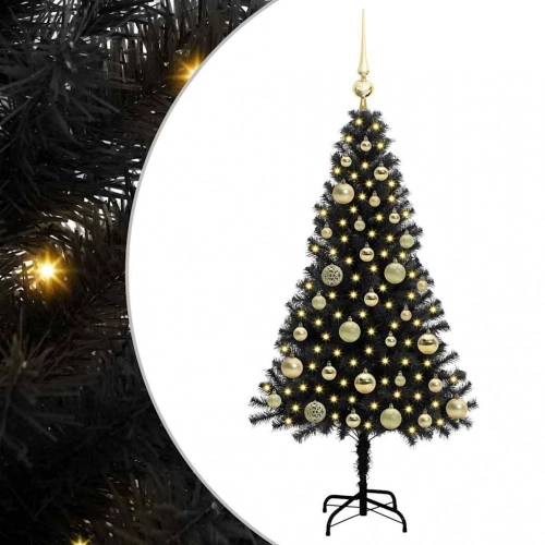 Ziemassvētku Eglīte Su 150 Led Ar Statīvu Melna 120 Cm Pvc Vidaxl