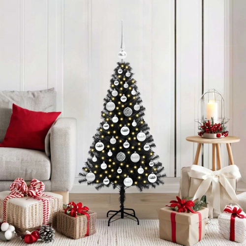 Ziemassvētku Eglīte Su 150 Led Ar Statīvu Melna 120 Cm Pvc Vidaxl