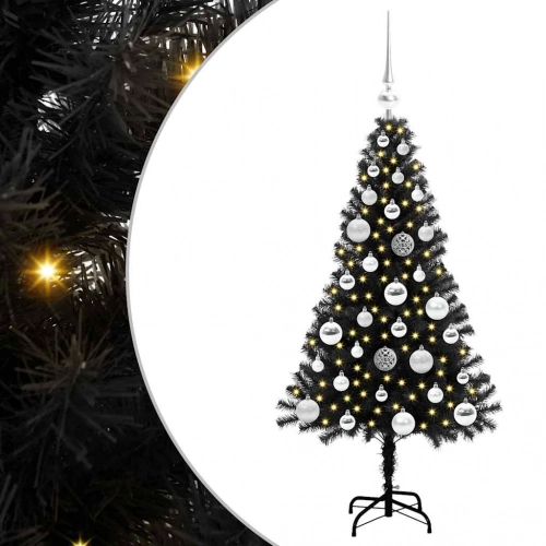 Ziemassvētku Eglīte Su 150 Led Ar Statīvu Melna 120 Cm Pvc Vidaxl