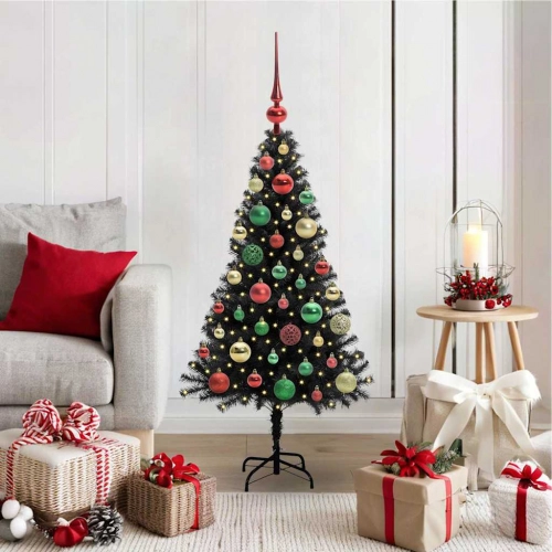Ziemassvētku Eglīte Su 150 Led Ar Statīvu Melna 120 Cm Pvc Vidaxl