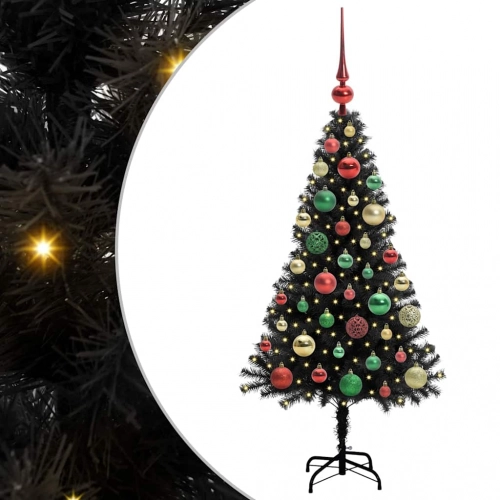 Ziemassvētku Eglīte Su 150 Led Ar Statīvu Melna 120 Cm Pvc Vidaxl