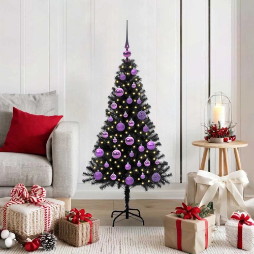 Ziemassvētku Eglīte Su 150 Led Ar Statīvu Melna 120 Cm Pvc Vidaxl