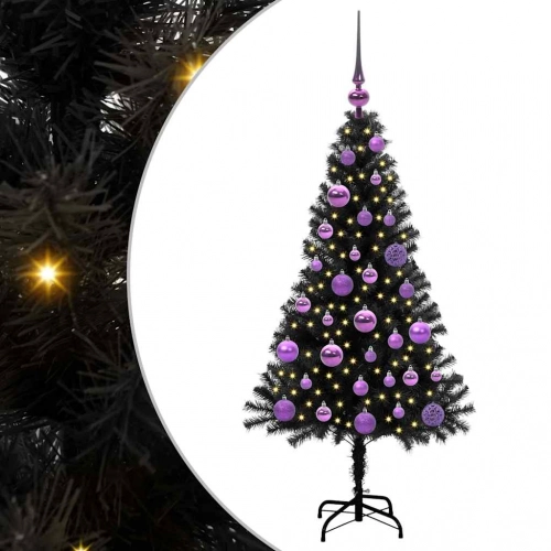 Ziemassvētku Eglīte Su 150 Led Ar Statīvu Melna 120 Cm Pvc Vidaxl