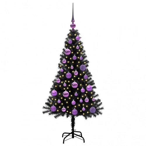 Ziemassvētku Eglīte Su 150 Led Ar Statīvu Melna 120 Cm Pvc Vidaxl