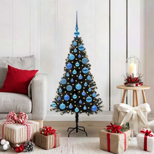 Ziemassvētku Eglīte Su 150 Led Ar Statīvu Melna 120 Cm Pvc Vidaxl