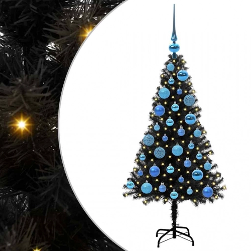 Ziemassvētku Eglīte Su 150 Led Ar Statīvu Melna 120 Cm Pvc Vidaxl